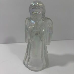 Vintage FENTON Art Glass Iridescent Opalescent Praying Angel Figurine 6"